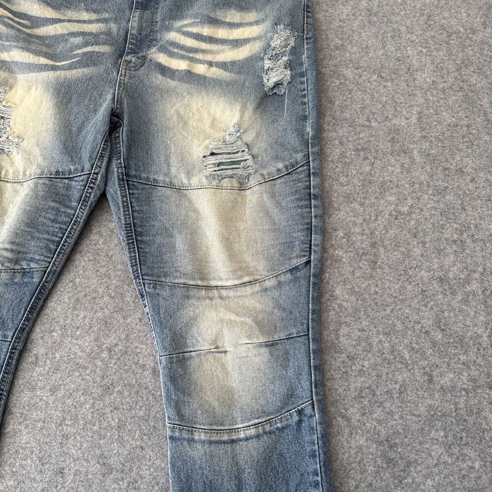 GS-115 Mens High Rise Skinny Distressed Stretch Blue Jeans Size 42 - Picture 4 of 14